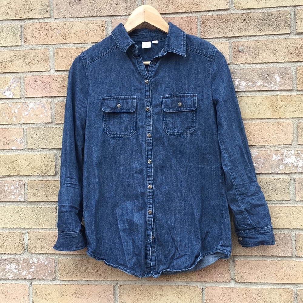 Dark denim button-up shirt